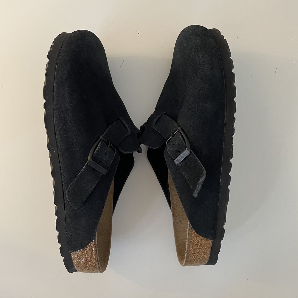 Birkenstock Black Suede Boston Clogs - Picture 5 of 11